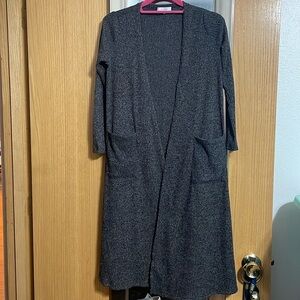 LuLaRoe XS long heathered grey open front cardigan with front pockets